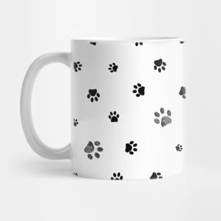 Black doodle paw prints Mug